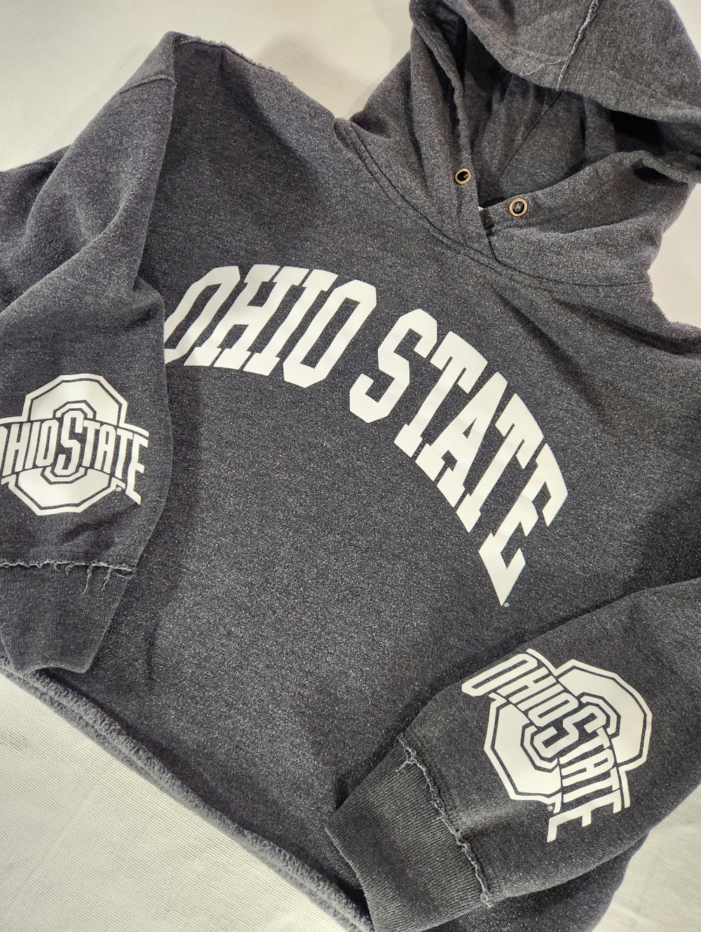 '47 Women's Ohio State Gray Fleece Pullover Hoodie Cropped Sweatshirt Size Large - Picture 6 of 9